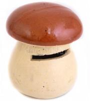 Gomba alakú persely, festett mázas kerámia, jelzés nélkül, kis lepattanásokkal, kis repedéssel, m: 7 cm