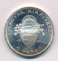 1938. 5P Ag "Szent István" T:1,1- kis patina Adamo P8.1