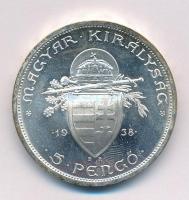 1938. 5P Ag "Szent István" T:1,1- kis patina Adamo P8.1