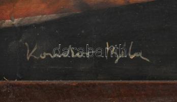 Kondor Béla jelzéssel: Csak a zene van. Olaj, farost. Kopott fa keretben. 90x64 cm