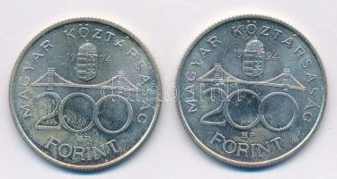 1994. 200Ft Ag "Deák" (2x) T:1,1- Adamo F13.1