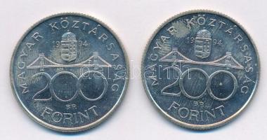 1994. 200Ft Ag "Deák" (2x) T:1,1- Adamo F13.1