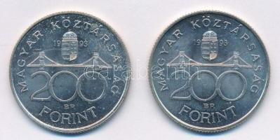 1993. 200Ft Ag "MNB" (2x) T:1,1- Adamo F13