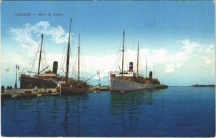 Trieste, Trst; Molo S. Carlo / port, steamships