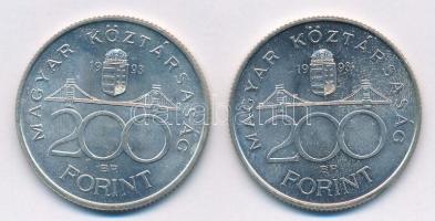 1993. 200Ft Ag "MNB" (2x) T:1,1- Adamo F13