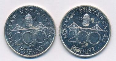 1993. 200Ft Ag "MNB" (2x) T:1,1- Adamo F13