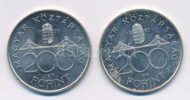 1993. 200Ft Ag "MNB" (2x) T:1,1- Adamo F13