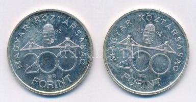 1992. 200Ft Ag "MNB" (2x) T:1,1- Adamo F13