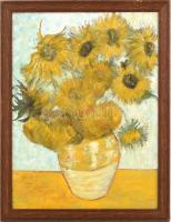 Jelzés nélkül (Van Gogh után): Napraforgók. Olaj, vászon, fa keretben, 40×30 cm
