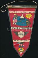 cca 1970 IBUSZ Visit Hungary! Balaton/Visitez la Hongrie - Balaton feliratú reklám zászló, Bp., Offset-ny., 25,5x14,5 cm
