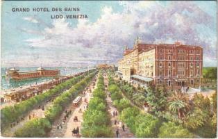 1913 Venezia, Venice; Lido, Grand Hotel des Bains / beach, hotel, tram (EK)