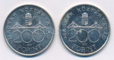 1993. 200Ft Ag "MNB" (2x) T:1,1- Adamo F13