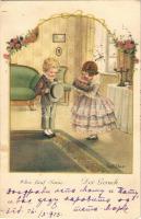1923 Die fünf Sinne: Der Geruch / Children art postcard. A.R. No. 1316. litho s: Pauli Ebner