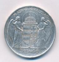 1939. 5P "Horthy balra" Ag T:2,2- patina Adamo P8.2