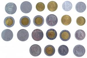 Olaszország 1955-1998. 10L-500L (20db, közte 3db forgalmi emlékérme) + San Marino 1977. 100L acél T:1--2- Italy 1955-1998. 10 Lire - 500 Lire (20pcs, within 3pcs circulating commemorative coin) + San Marino 1977. 100 Lire steel C:AU-VF