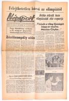 1964 Népsport 1964. okt. 25., XX. évf. 215. sz., lapszéli szakadásokkal, 8 p. Benne a kor, a XVIII. nyári tokiói olimpia híreivel, közte a záróünnepély utáni haza érkezés várható hírével a címlapon.