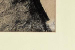 Kolozsváry Sándor (1896-1944): Városi köszörűs. Szén, kréta, papír. Jelezve jobbra lent. Lap alja sé...