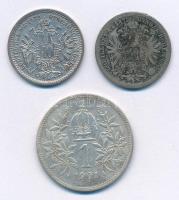Ausztria 1872. 10kr Ag "Ferenc József" (2x) + 1901. 1K Ag "Ferenc József" T:2-3
...