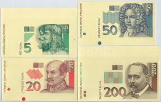 Horvátország 1993. 5K + 20K + 50K + 200K + 500K + 1000K, mind előlapi színpróba + 200K + 500K + 1000...
