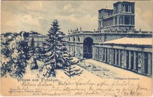 1899 Potsdam, Orangerie-Gebäude / Orangery Palace in winter. Kunstverlag J. Goldiner (EK)