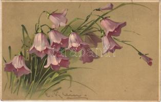 1907 Meissner & Buch Künstler-Postkarten Serie 1403. "Wenn die Blumen erwachen" litho s: C. Klein + "GRAZ - BUDAPEST 302 B" vasúti mozgóposta bélyegző (EK)