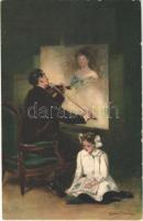 Romantic couple, art postcard s: Clarence F. Underwood