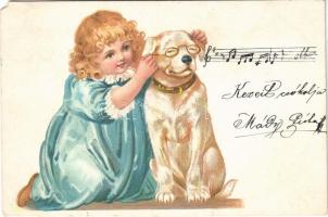 1902 Girl with dog. litho (EM)