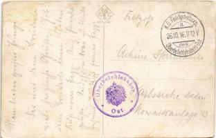 1916 Russen Typen / Russian folklore art postcard, troika pulled by 3 horses in winter + "Oberb...