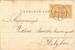 1900 Boldog Karácsonyt! / Christmas greeting art postcard, deer in the snow. Art Nouveau, litho (EM)