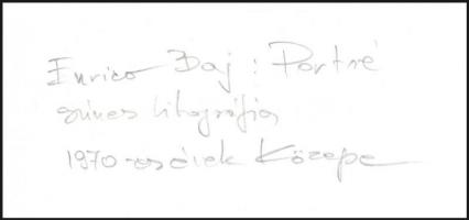 Enrico Baj(1924-2003): Portré (1970-es évek közepe). Színes litográfia, papír. Jelzés nélkül. Hátold...