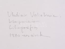Vladimir Velickovic (1936-2019): Kompozíció (1970-es évek). Szitanyomat, papír. Jelzés nélkül. Hátol...
