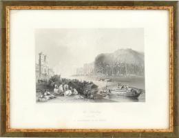 Bartlett, William Henry (1809-1854): The Bloxberg (Gellért-hegy a citadellával). Acélmetszet, papír, jelzett a metszet alatt nyomtatva. Üvegezett fa keretben. Lap bal felső sarka kissé foltos. 20×26,5 cm