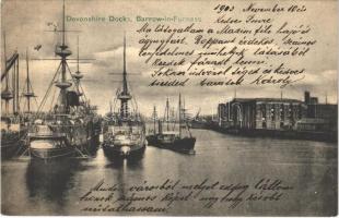 1903 Barrow-in-Furness, Devonshire Docks, Royal Navy battleships (EK)