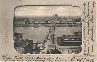 1901 Budapest, Bazilika felé, Lánchíd. Divald Károly 18.sz. (EK)