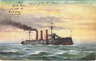 HMS Essex, Royal Navy armoured cruiser. Raphael Tuck & Sons Oilette Our Ironclads Series IV. Postcard No. 9109.