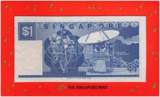 Szingapúr 1987. 1$ + 1989. 1$ Al-Br + 1990. "Kecske éve" Br emlékérem, karton dísztokos ös...
