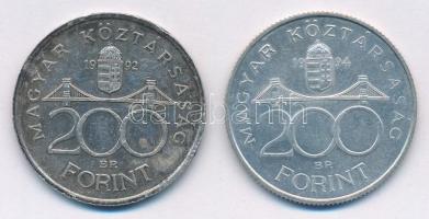 1992-1994. 200Ft Ag "MNB" "Deák" (2xklf) T:1-,2 patina, ph.
Adamo F13, F13.1