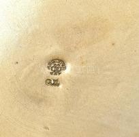 2 db Argentor szecessziós ezüstözött alpakka kínáló vagy váza tartó, florális dekorral, üvegbetét né...