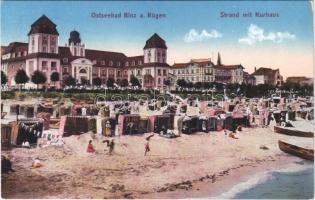 Binz, Ostseebad a. Rügen, Strand mit Kurhaus / beach, spa