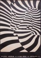 A Pécsi Vasarely múzeum kiállításának eredeti fekete-fehér zebrás plakátja. Foltok, gyűrődések. 84x59 cm