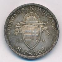 1938. 5P Ag "Szent István" T:1-,2 patina, ph.
Adamo P8.1