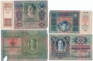 1912. 100K + 1913. 20K + 1914. 50K + 1915. 10K T:III T:III,III- 100K papírhiányos