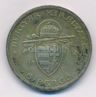 1938. 5P Ag "Szent István" T:1- patina
Adamo P8.1