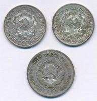 Szovjetunió 1927-1930. 15k Ag (2xklf) + 1924. 20k Ag T:2-,3 patina
Soviet Union 1927-1930. 15 Kopec...