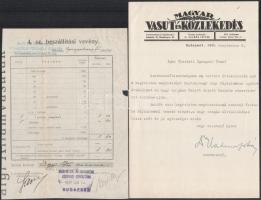 1897-1946 12 db vasúti okmány, számla, stb