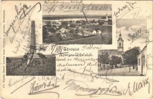1904 Nyergesújfalu, Nyerges-Újfalu; látkép, templom, Milleniumi emlékoszlop. Kardos Dezső 171.