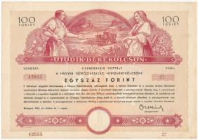 Budapest 1954. Ötödik Békekölcsön - Tizenegyedik osztály nyereménykölcsön kötvény 100Ft-ról, szárazpecséttel T:II,II-