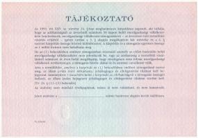 Budapest 1991. "Országos Kárrendezési és Kárpótlási Hivatal" 5000Ft kárpótlási utalvány T:...