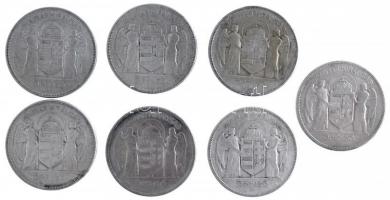 1930. 5P "Horthy jobbra" Ag (6x) T:2-,3 
Adamo P8