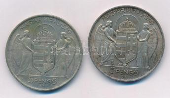 1939. 5P "Horthy balra" (2x) Ag T:1- 
Adamo P8.2